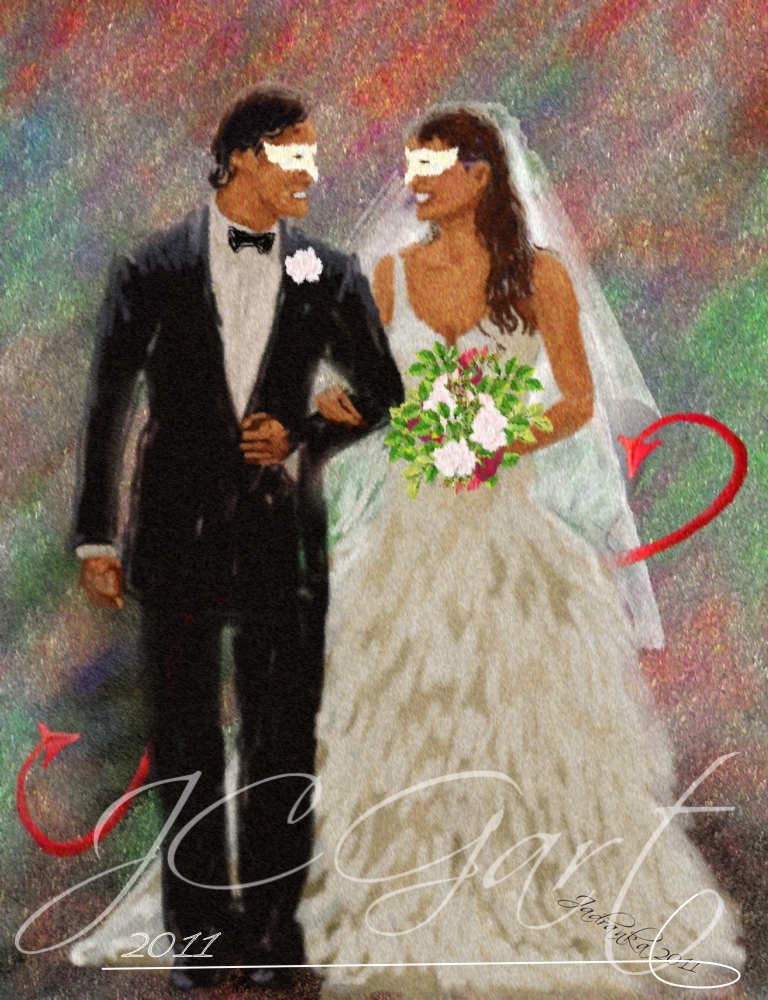 Quadro moderno arte contemporanea digitale: Do they really know each other, quadro moderno realizzato in fine art digital painting