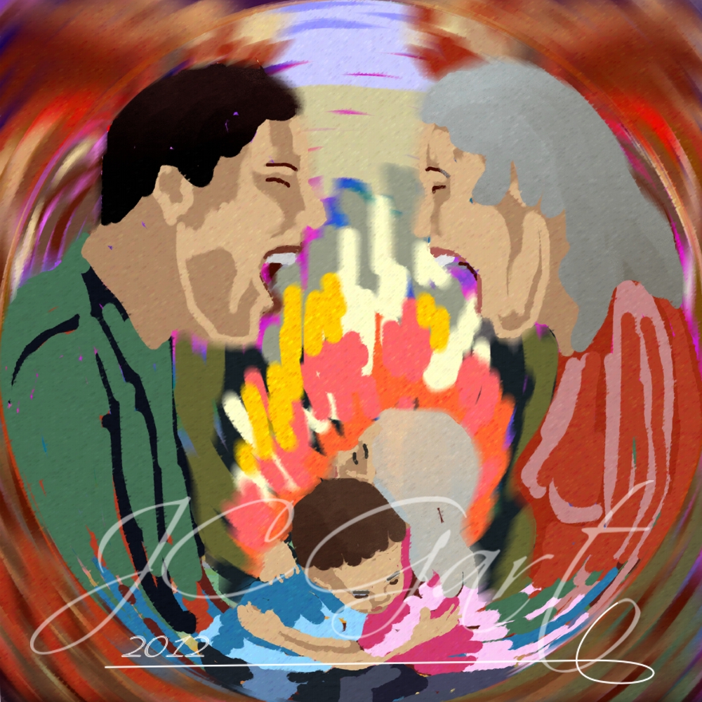 Contemporary fine art digital paintings: Karma, digital painting with Incontro onirico, digital painting Incontro onirico realized in fine art digital painting - Karma - fine art digital painting - canvas print - wedding gift