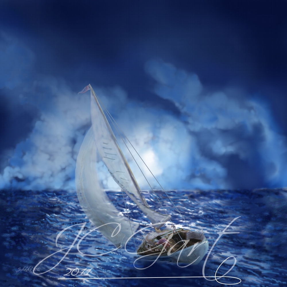 Contemporary fine art digital paintings: Sailing away, digital painting Sailing away realized in fine art digital painting