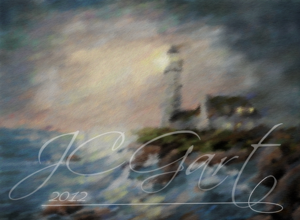 Contemporary fine art digital paintings: The lighthouse, digital painting with Incontro onirico, digital painting Incontro onirico realized in fine art digital painting - The lighthouse - fine art digital painting - canvas print - wedding gift
