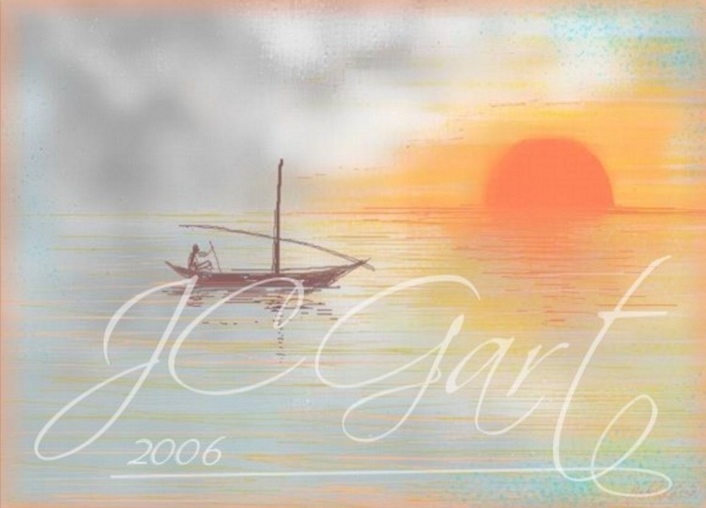 Contemporary fine art digital paintings: african sunrise, digital painting with african seascape, digital painting african seascape realized in fine art digital painting - African seascape - sunrise - fisherman - traditional boat - fine art digital painting - canvas print - wedding gift - furniture accessory