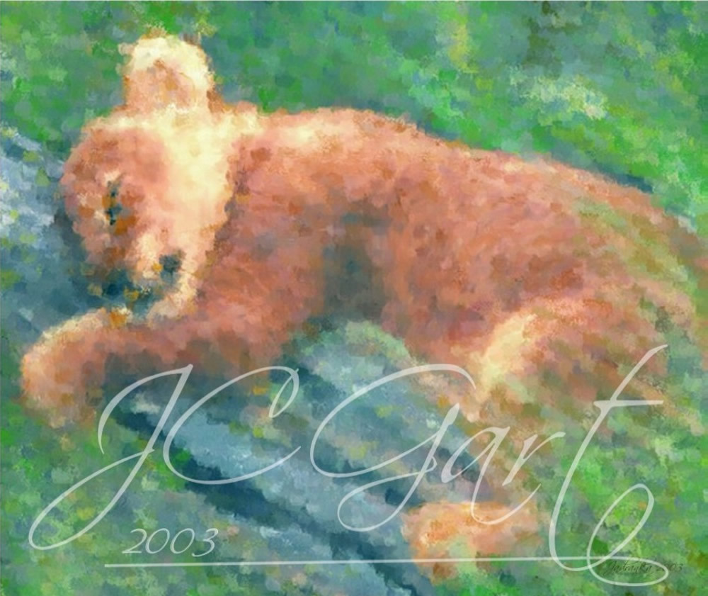 Contemporary fine art digital paintings: baby lion, digital painting with lion in the Kenya Tsavo East National Game Park, digital painting lion in savannh realized in fine art digital painting - cub - lion - wildlife - animals - Kenya -Tsavo East National Game Park - sweet dreams - peace - cool colors - digital media - painting - contemporary impressionism