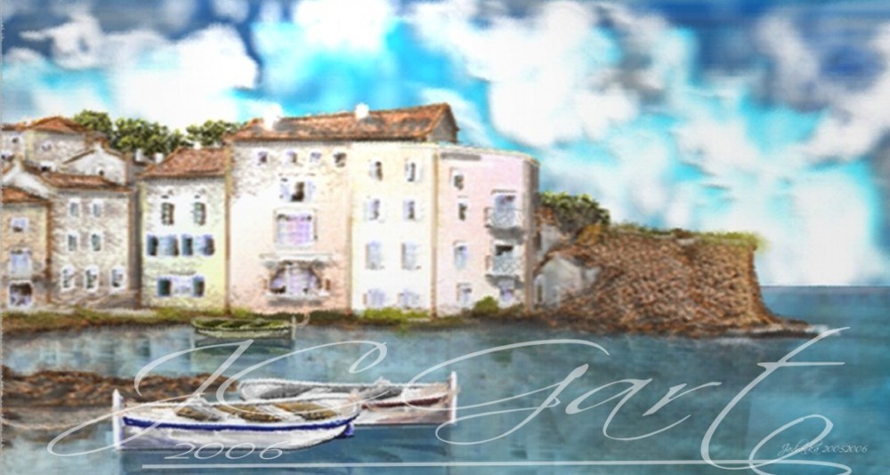 Contemporary fine art digital paintings: croatia landscape, digital painting with croatia landscape, digital painting croatia landscape realized in fine art digital painting - harbor - od harbor - seascape Croatia - Europe - Dalmatia