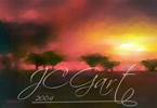 Tramonto africano - Quadro digitale moderno di arte contemporanea con tramonto sulla savana Africana realizzato sul medium digitale