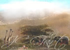 Amboseli - Quadro digitale moderno di arte contemporanea con panorama del Parco Nazionale Amboseli sotto il monte Kilimanjaro in Kenya, dipinto con la tecnica pittorica contemporanea Fine Art Digital painting