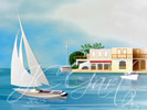 Sul mare Egeo in digital fine art painting
